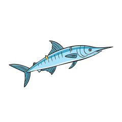 Fototapeta premium Blue Marlin with Swordlike Bill Swimming in Clear Water Underwater