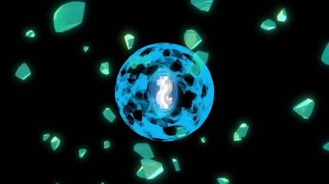 Digital dollar currency symbol floating in abstract plexus sphere