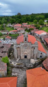 Approaching the medieval church of Santa Marina de Augas Santas in Spain