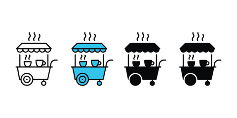 Hot Beverage Street Food Cart icon vector illustration for mobile drink service, street vending and event graphics applications. © HossenMuhammod MunnA