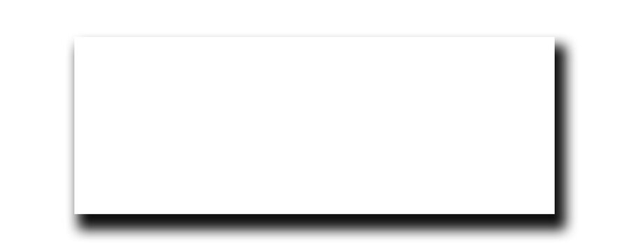 Blank white rectangular banner with drop shadow isolated on transparent background