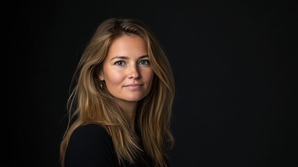 Fototapeta premium Woman portrait against black background. Possible use Stock photo