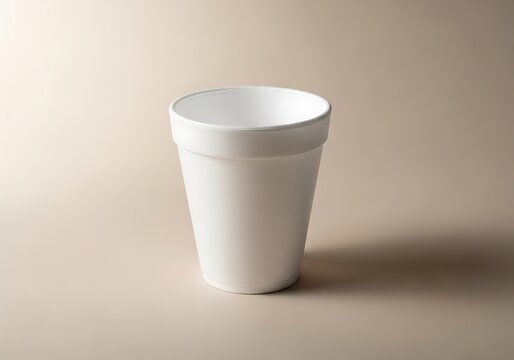 White styrofoam cup on neutral background. styrofoam coffee cup