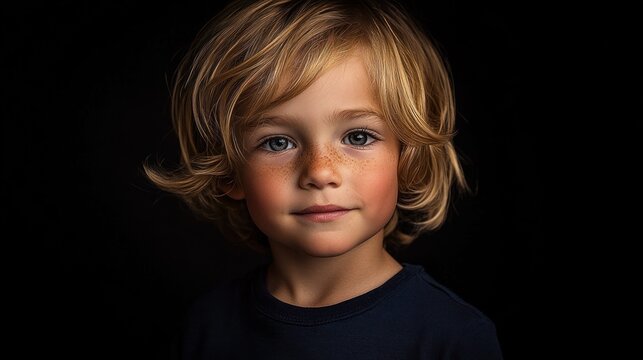 Portrait of a child, studio shot, expressive face, possible use for children's book cover