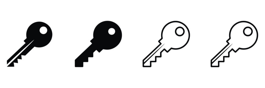 Key Symbol icon collection, clean vector style key icons for authentication, password access and security system interface design.
