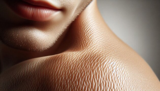 Close Up of Goosebumps on Human Skin Texture.