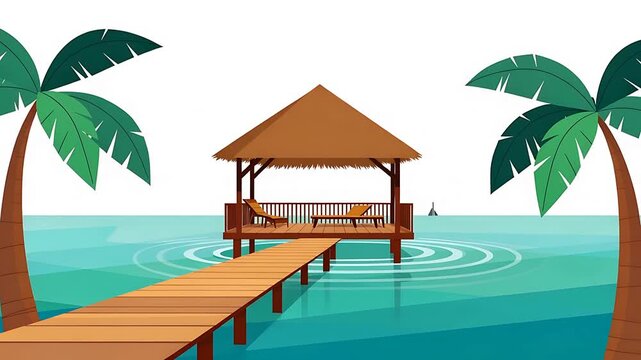 Tropical Beach Hut Vector Illustration