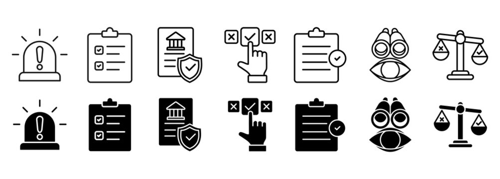Banner compliance icon set. Keywords and pictogram vector illustration. 