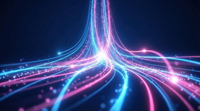 Abstract digital background showing high speed data transmission and fiber optic network connectivity.