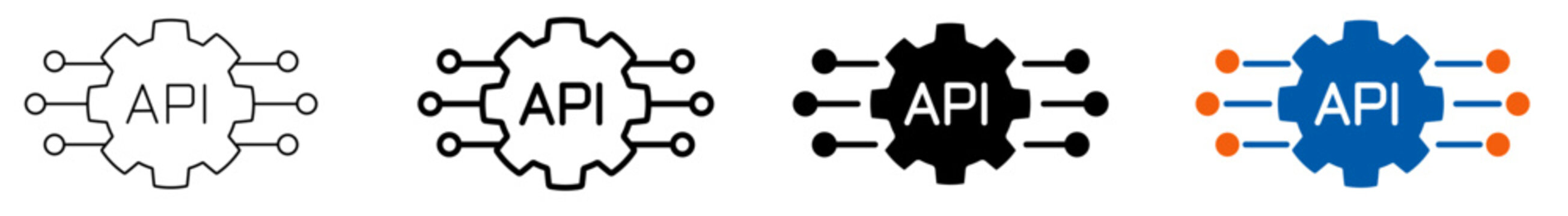 API Integration Icons Set &ndash; Application Programming Interface, Software Connection and Developer Technology Vector Collection