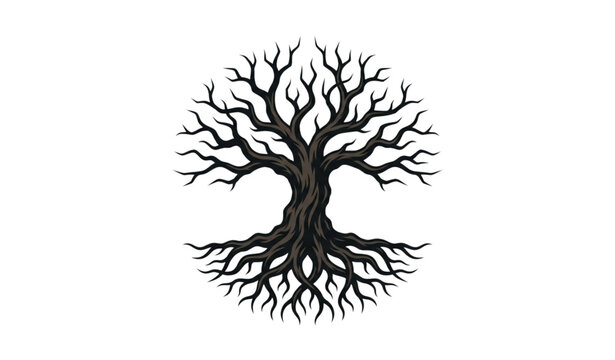 Barren rooted tree logo vector illustration isolated on white background