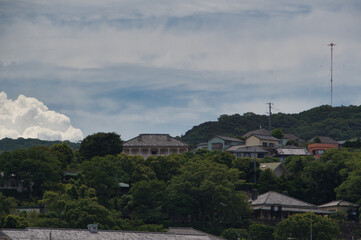 Obraz premium A view of Glover House from the boat. Nagasaki, Japan 
