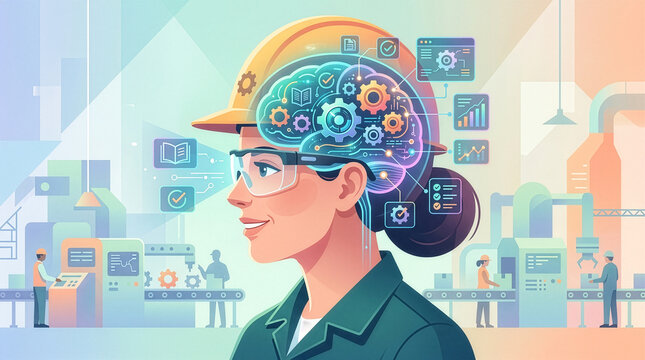 Creative Female Engineer Wearing Vision Gear Representing Scientific Problem Solving and Innovation