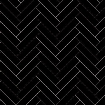 black and white seamless pattern, herringbone parquet tile of geometric diagonal bricks.