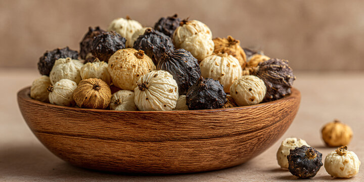 Phool Makhana Fox Nut Lotus Seeds in Wooden Bowl