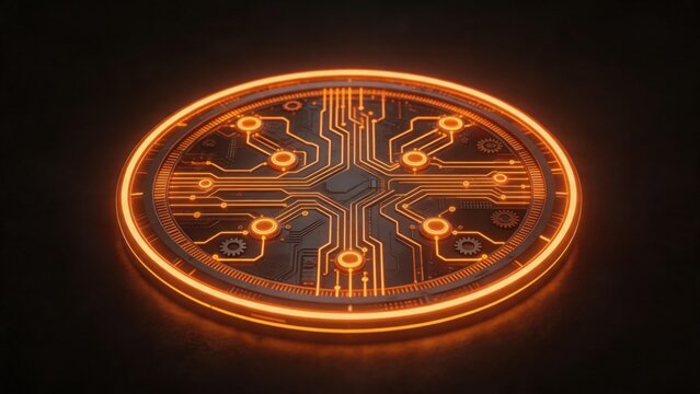 Circular glowing circuit board design