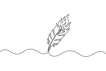 Continuous one line fire icon abstract flame symbol vector illustration © MstAsia