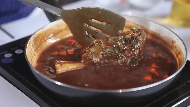 Traditional Braised Lamb Shank with Herbs and Root Vegetables