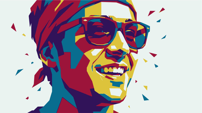 Smiling Man Wearing Sunglasses Headband.