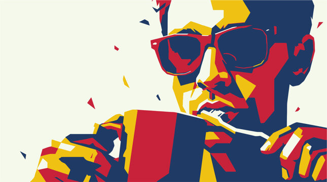 Man Wearing Sunglasses Close Up Portrait.