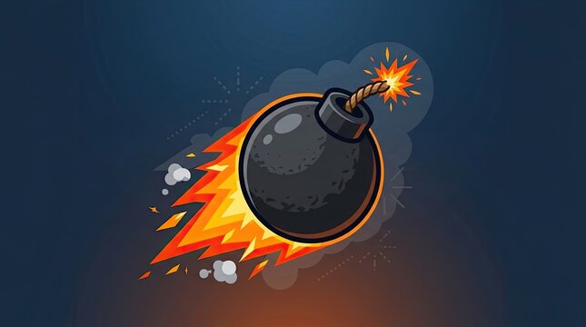 bomb with burning fuse