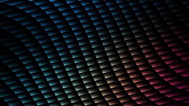 Glowing 3D square grid abstract motion background with blue purple gradient