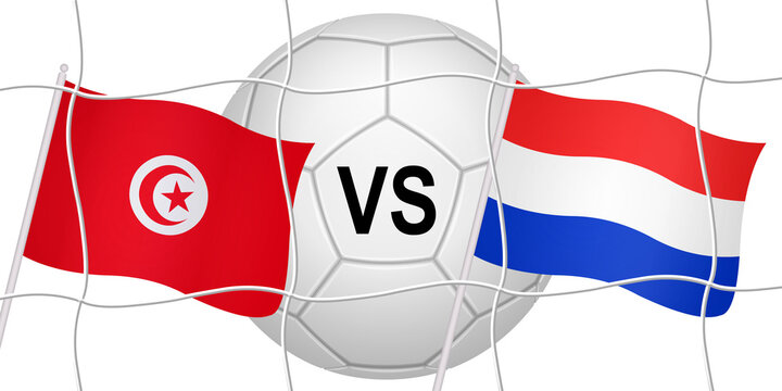 Flags of two opposing countries in a football match