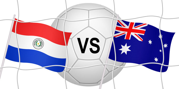 Flags of two opposing countries in a football match