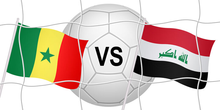 Flags of two opposing countries in a football match