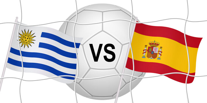Flags of two opposing countries in a football match