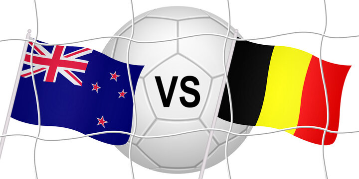 Flags of two opposing countries in a football match