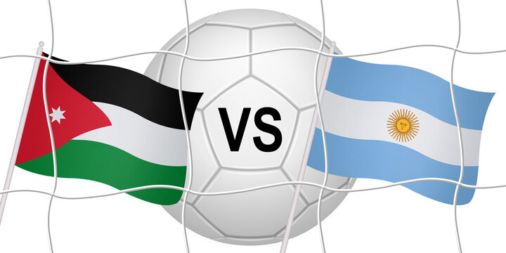 Flags of two opposing countries in a football match