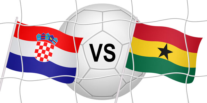 Flags of two opposing countries in a football match