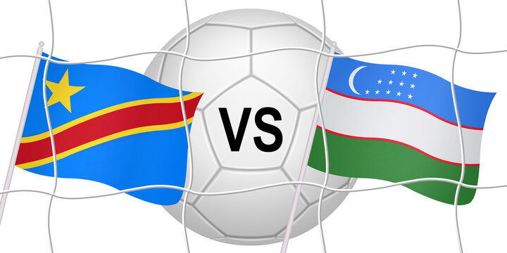Flags of two opposing countries in a football match