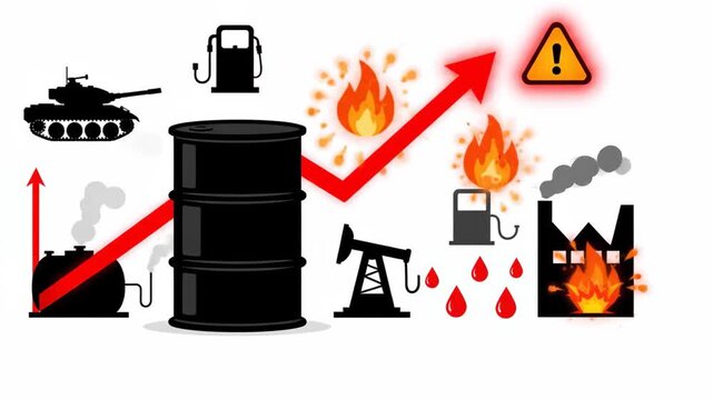 Global Energy Crisis Graphic Oil Price Increase and Supply Chain