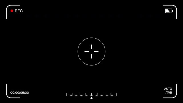 4K Screen Recorder Overlay with Alpha Channel. Recording Camera Screen Interface with Timer. Transparent Background Video UI Template.