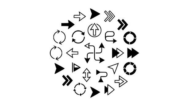 Modern Website Arrow Symbol Collection with Navigation and Next Direction Vector Icons