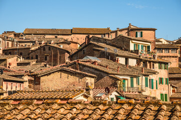 Fototapeta premium View of Siena old medieval town rooftops, Tuscany, Italy