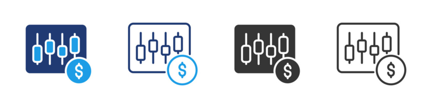 forex trading icon set collection multi-style.