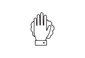Fototapeta premium hand icon, glove symbol, stop gesture, line art sign