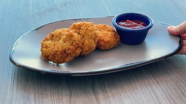 Serving a Plate of Fish Cakes