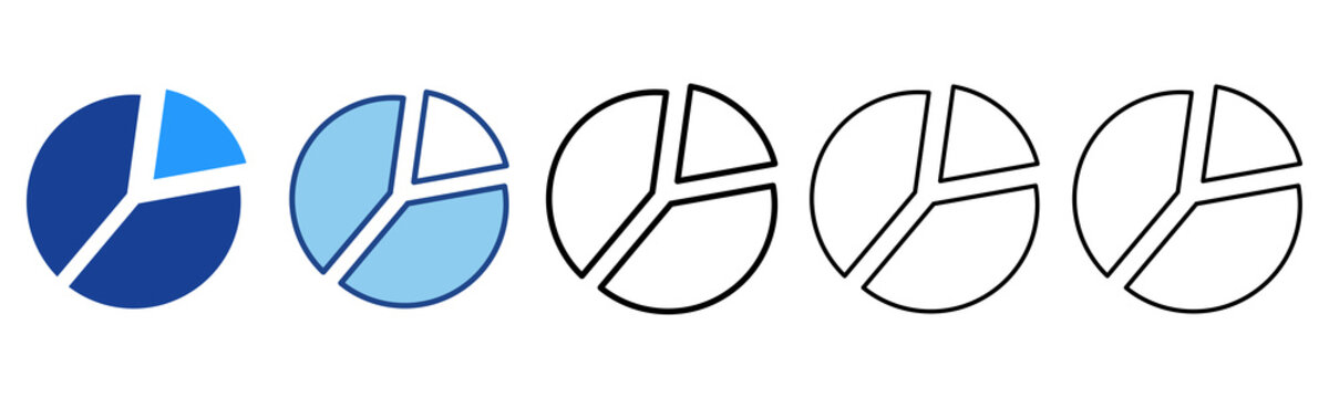 Pie Chart  Icon In Different Color And Outline Style 