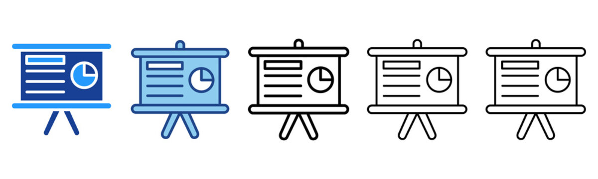 Presentation  Icon In Different Color And Outline Style 