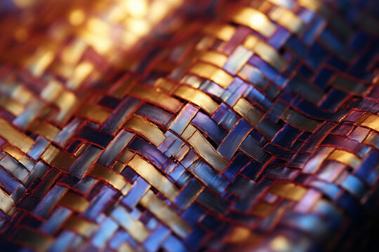 Nishijin Ori Kinran Gold Leaf Weft Macro, Iridescent Silk Weave Texture for Luxury Fashion Brand
