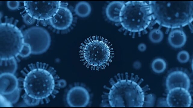 Microscopic View of Hantavirus Pathogen Cells in 3D