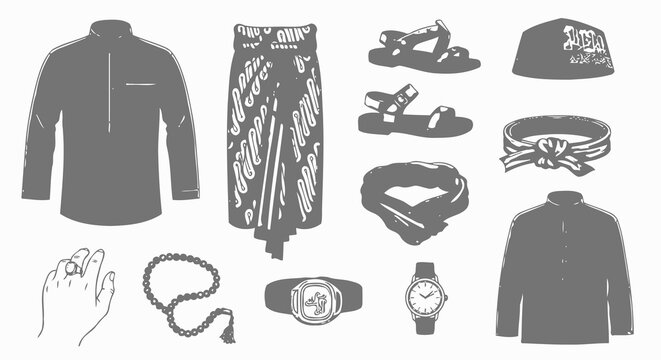 Men Traditional Malay and Muslim Apparel Clothing with Accessories Set