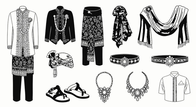 Traditional Javanese and Malay Groom Wedding Apparel Set