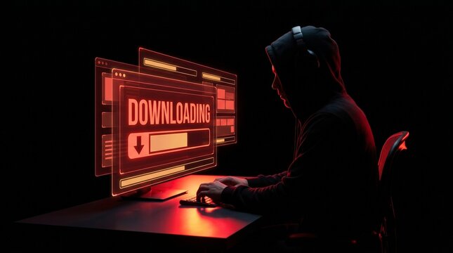 Premium Silhouette Red Siren AR Multi Layer DOWNLOADING Data Leak Copyspace