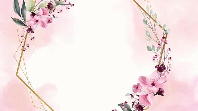 Elegant Pink Floral Gold Frame