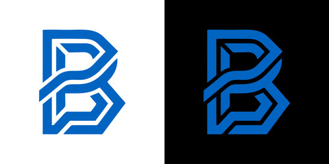 Modern, Geometric Letter B Logo Design on White and Black Backgrounds - Clean and Professional Brand Identity © inka